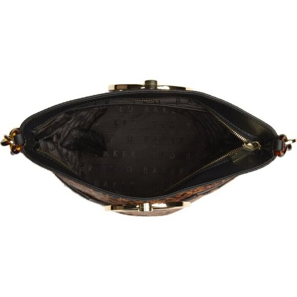 Ted Baker Bucket Bag Leopard Brown Crossbody Large Leather Top Handles Aliena - Picture 12 of 14